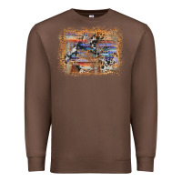 Chestnut aztec leopard cowhide wood western background Premium Sweatshirt - AdoDesignShop