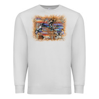 Dove Grey aztec leopard cowhide wood western background Premium Sweatshirt - AdoDesignShop