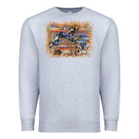 Heather Grey aztec leopard cowhide wood western background Premium Sweatshirt - AdoDesignShop