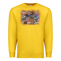 Lemon aztec leopard cowhide wood western background Premium Sweatshirt - AdoDesignShop