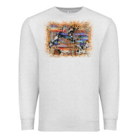 Oatmeal Heather aztec leopard cowhide wood western background Premium Sweatshirt - AdoDesignShop