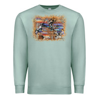 Seafoam aztec leopard cowhide wood western background Premium Sweatshirt - AdoDesignShop