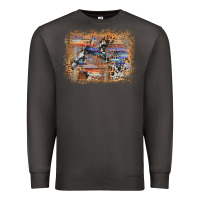 Smoke aztec leopard cowhide wood western background Premium Sweatshirt - AdoDesignShop