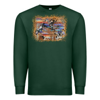 Sports Green aztec leopard cowhide wood western background Premium Sweatshirt - AdoDesignShop
