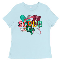 Baby Blue Scrub life Ladies Tee - CowGirlArtShop
