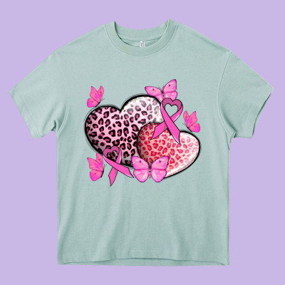 Cancer Hearts Cancer Awaneress Heavy Core Tee Designed By Howdyjamesfarm