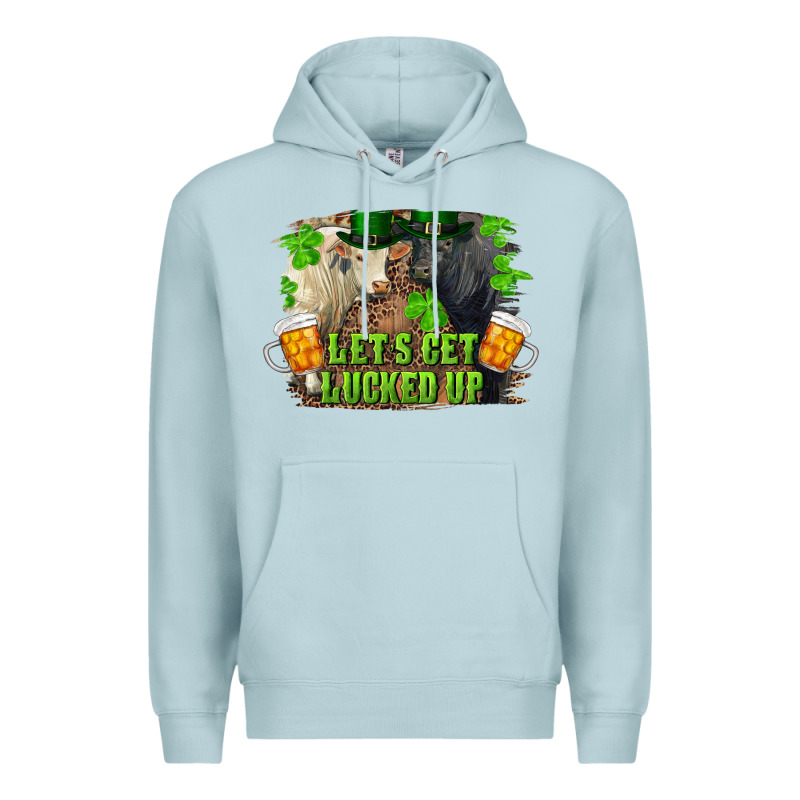 Let's Get Lucked Up Charolais And Black Angus Bull Premium Hoodie by RanaPortraitStore | Teevron