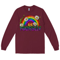 Burgundy Be Yourself Pride Lgbtq Long Sleeve Tee - BundleAndBundleShop
