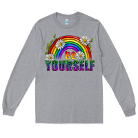 Heather Grey Be Yourself Pride Lgbtq Long Sleeve Tee - BundleAndBundleShop
