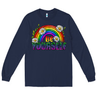 Navy Be Yourself Pride Lgbtq Long Sleeve Tee - BundleAndBundleShop