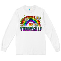 White Be Yourself Pride Lgbtq Long Sleeve Tee - BundleAndBundleShop
