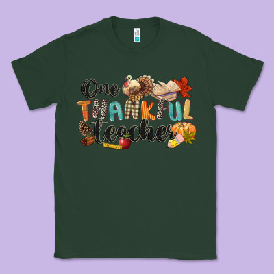 One Thankful Teacher Classic Tee Designed By Cowgirlartshop