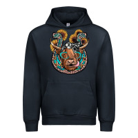 Navy highland cow horseshoe Urban Hoodie - JahusDesignShop