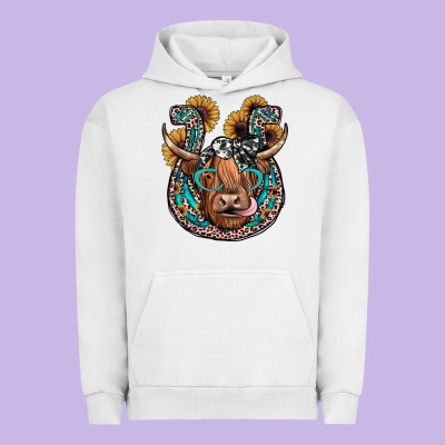 Highland Cow Horseshoe Urban Hoodie Designed By Jahusdesignshop