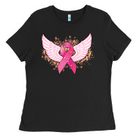 Cancer Ribbon Angel Wings Cancer Awareness Ladies Tee | Teevron