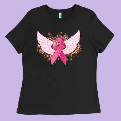 Cancer Ribbon Angel Wings Cancer Awareness Ladies Tee Designed By Howdyjamesfarm