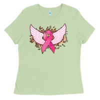 Matcha Cancer ribbon angel wings Cancer Awareness Ladies Tee - HowdyJamesFarm