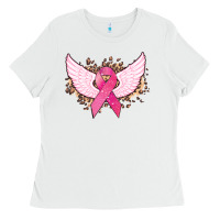 White Cancer ribbon angel wings Cancer Awareness Ladies Tee - HowdyJamesFarm