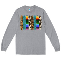 Heather Grey serape leopard tooled leather cowhide background Long Sleeve Tee - RanaPortraitStore