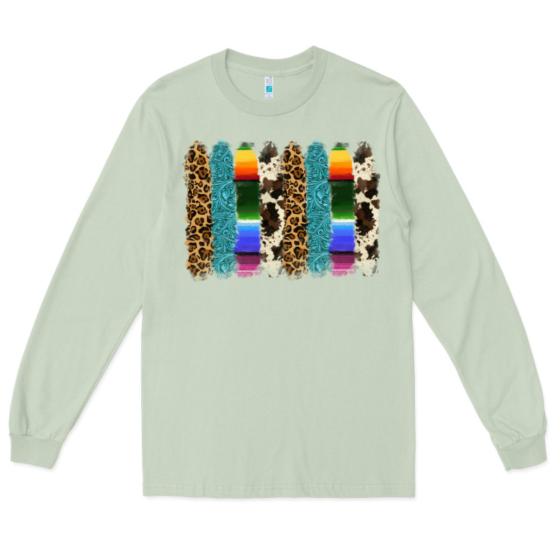 Serape Leopard Tooled Leather Cowhide Background Long Sleeve Tee by RanaPortraitStore | Teevron