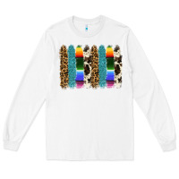 White serape leopard tooled leather cowhide background Long Sleeve Tee - RanaPortraitStore