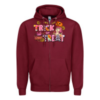 Burgundy trıck or treat Zipper Hoodie - AdoDesignShop