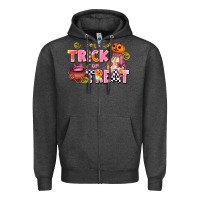 Charcoal Heather trıck or treat Zipper Hoodie - AdoDesignShop