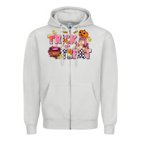 Dove Grey trıck or treat Zipper Hoodie - AdoDesignShop