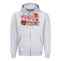 Heather Grey trıck or treat Zipper Hoodie - AdoDesignShop