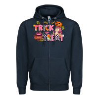Navy trıck or treat Zipper Hoodie - AdoDesignShop