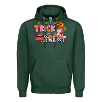 Sports Green trıck or treat Zipper Hoodie - AdoDesignShop