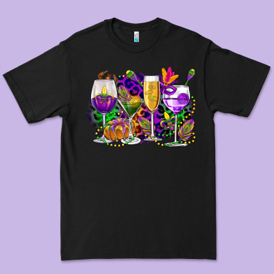 Mardi Gras Wine Glasses Cowgirl Premium Tee Designed By Cowgirlartshop