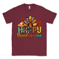 Burgundy happy thanksgiving Classic Tee - CowGirlArtShop