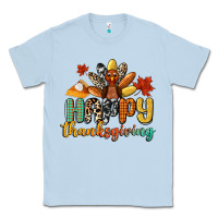 Dusty Blue happy thanksgiving Classic Tee - CowGirlArtShop