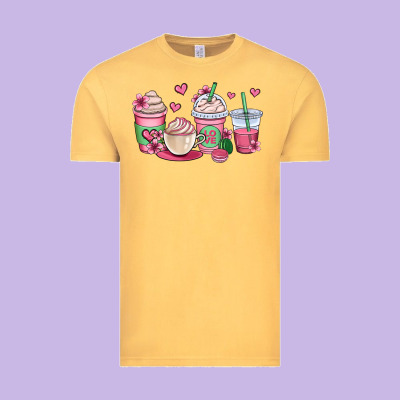 Valentines Day Coffee Cups Vintage Tee Designed By Oliviacreatesart