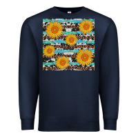 Navy sunflower western seamless revize Premium Sweatshirt - AdoDesignShop