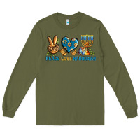 Army Green Peace Love Hannukah Long Sleeve Tee - BundleAndBundleShop