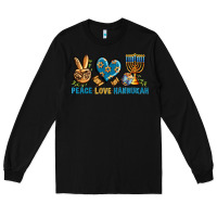Black Peace Love Hannukah Long Sleeve Tee - BundleAndBundleShop