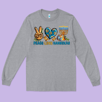 Peace Love Hannukah Long Sleeve Tee Designed By Bundleandbundleshop