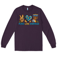 Plum Peace Love Hannukah Long Sleeve Tee - BundleAndBundleShop