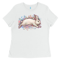 White Easter Bunny leopard Easter Day Ladies Tee - HowdyJamesFarm