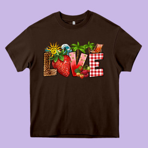 Love Strawberry Heavy Core Tee Designed By Ranaportraitstore