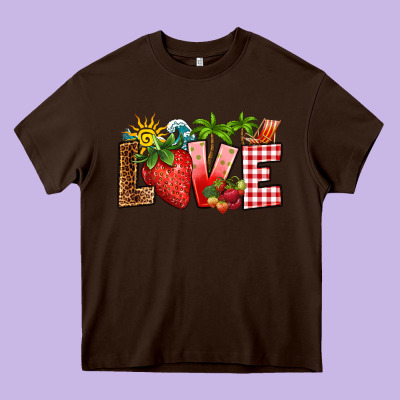 Love Strawberry Heavy Core Tee Designed By Ranaportraitstore