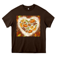 Chocolate Brown fall heart with leopard Heavy Core Tee - TumblerDesignByShophia