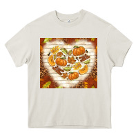 Cream fall heart with leopard Heavy Core Tee - TumblerDesignByShophia