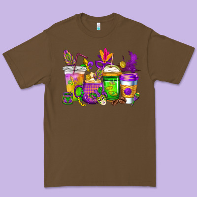 Mardi Gras Coffee Cups Cowgirl Premium Tee Designed By Cowgirlartshop