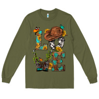 Army Green Western Love with Gun Long Sleeve Tee - BundleAndBundleShop