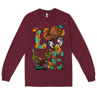 Burgundy Western Love with Gun Long Sleeve Tee - BundleAndBundleShop