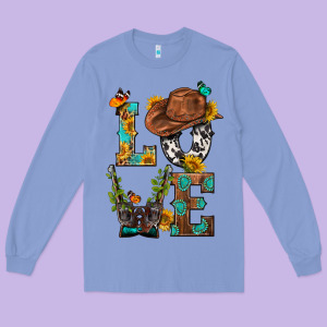 Western Love With Gun Long Sleeve Tee Designed By Bundleandbundleshop