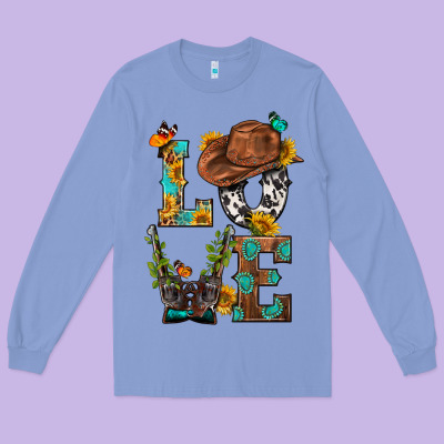 Western Love With Gun Long Sleeve Tee Designed By Bundleandbundleshop